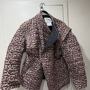 Isabel Marant Pink and Black Patterned Puffer Jacket